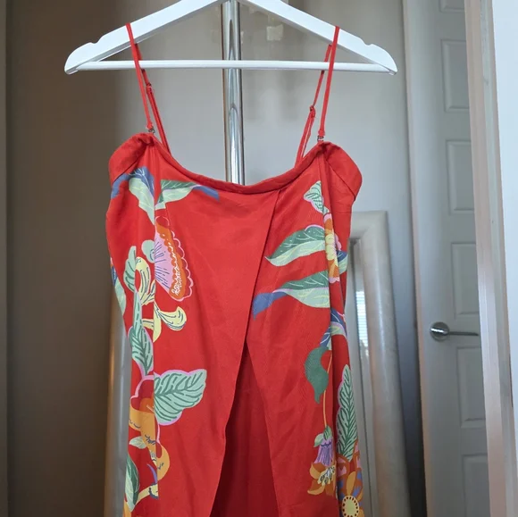 Anthropologie Strapless Pleated Column Midi Red Dress Size M - Picture 5 of 10